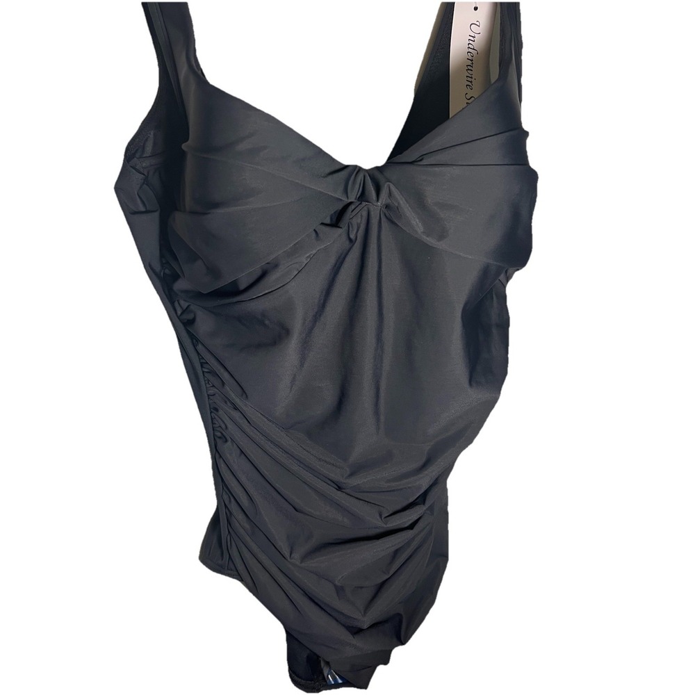 Talbots 14 Ruched One‎ Piece Swimsuit Underwire Plunging Back NEW 17401 4508